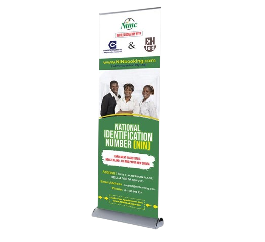 NINBooking promotional banner for National Identification Number enrolment in Australia and Oceania